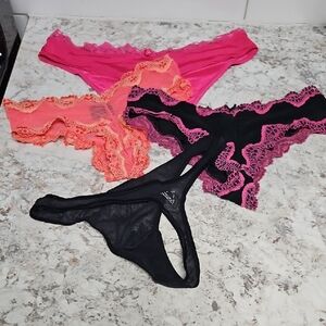 Victoria's Secret Lace Panties Set - Black, Pink, Coral